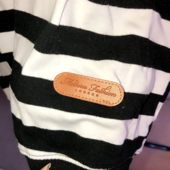 {3/$20} Black White Striped Crop Sweatshirt - Picture 2 of 4